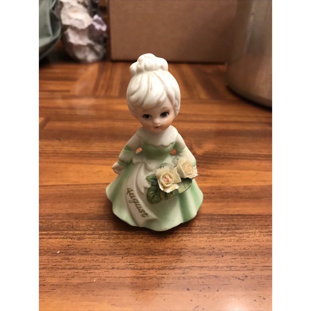 Vintage Lefton‎ August Birthday Green Girl figurine 4 1/4